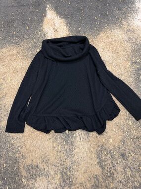 Maeve by Anthropologie Black Cowl Neck Ruffle Hem Sweater - Women medium